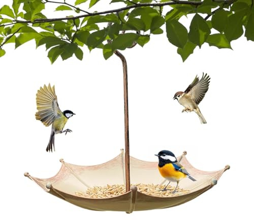 Paraguas Para Pájaros Plato Para Agua Y Comida Con Premios | Cuencos Decorativos Para Baño De Aves Exterior, Terraza, Jardín, Decoración Patio, Balcón, Porche, Barandilla, Apartamento,