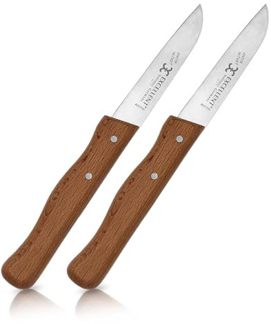 May Allzweckmesser-Set Solingen Edelstahl Echtholz 2er | Vielseitiges 2er-Bundle Solinger Küchenmesser. Handgeschliffene 7 cm Edelstahlklingen und ergonomische Echtholzgriffe.