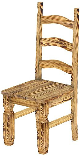 Holzstuhl Mexiko Pinie geflammt - Esszimmerstuhl Klassik Pinie Massivholz Echtholz - Variante & Farbe wählbar - Stuhl Holz Wohnzimmerstuhl Lehnenstuhl Lehne Küchenstuhl Brasilmöbel