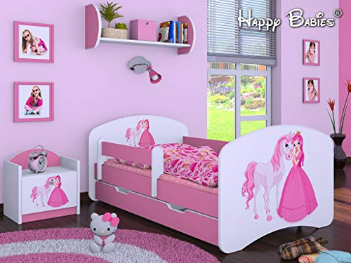 3-teiliges Set Jugendzimmer Kindermöbel Zimmermöbel 160 x80 (Prinzessin mit Pferd rosa)