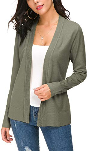 Elegant ledig damkofta, solid, långärmad kofta, lätt, stickad kavaj, XL
