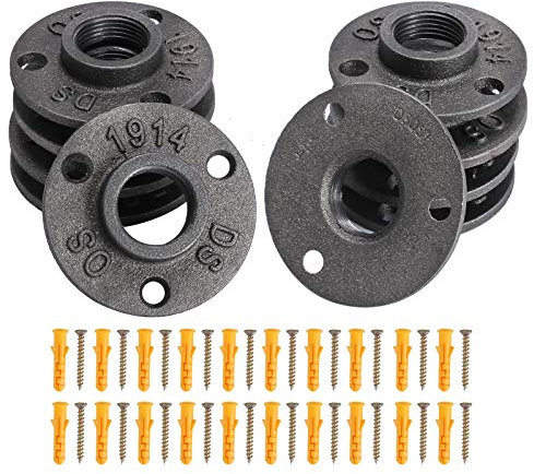 HO2NLE 10 Stück Flansch 3/4 '' BSP Gewindeflansch Rohrflansch 3 Löchern mit Schrauben Temperguss Verbindungsflansche für für Rohr Wasserhahn Wandregal Boden DIY Handwerk Dekoration