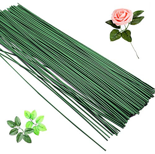200 Stück Blumenstiel-Draht, 40,6 cm, 22 Gauge, dunkelgrün, Blumenstrauß-Stiel für Blumenarrangements, Bastelarbeiten, Blumenherstellungszubehör
