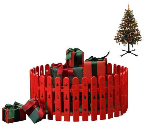 Recinzione per albero di Natale rossa per casa, giardino, albero di Natale, decorazione per feste di nozze (30 pezzi)