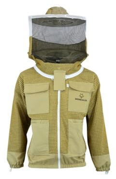 Imkerjacke Premium mit Atmungsnetz S M L XL XXL Atmungsaktiv Stichfest Leicht Imkerei Bienen Insekten Insektenstiche, S · braun