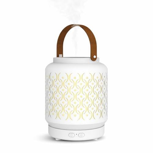 Zen’Arôme Diffuseur Ultrasonique sans Fil Madrid, Batterie Rechargeable Intégrée Autonomie 10h, Diffuseur Huile Essentielle Nomade, Diffusion Continue ou par Alternance, Éclairage LED Personnalisable