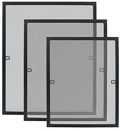 NAIZY Moustiquaire Fenêtre avec Cadre en Aluminium Prévention des Insectes Cadre de Serrage Aucun Perçage Nécessaire ni vis 80x100 cm, Anthracite
