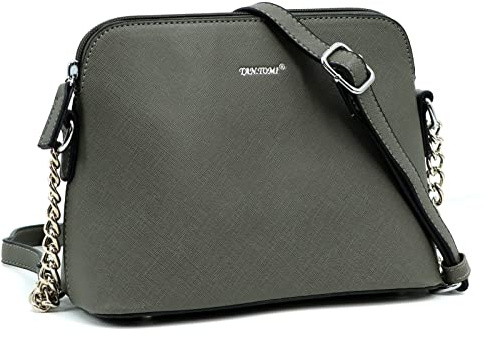 TANTOMI Umhängetasche Damen-Handtasche Damen Klein-Feste Crossbody Bag-Kette Schulterriemen Abendtasche Mode Elegant-Grau