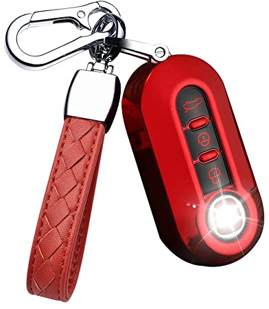 HIBEYO Klapp Autoschlüssel Hülle passt für FIAT Schlüsselhülle Silikon Schlüsselschutz für FIAT 500 Panda Punto Lancia Ypslon Delta Grande Bravo Schutz Etui für Fernbedienung 3-Tasten-Rot