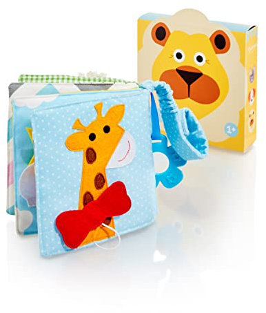 litfant® Original Babybuch - Löwe Ben | Knisterbuch | Das interaktive Baby Stoffbuch zur Förderung von Motorik, Lernfähigkeit| Fühlbuch Montessori Buch für Mädchen und Jungen ab 3 Jahren