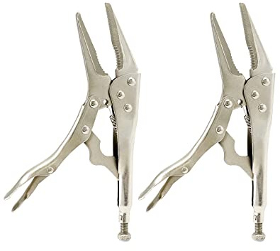 QWORK 2 Pack Original Locking Pliers - 9 Long Nose, Curved Jaw, 2-3/4 Max Opening