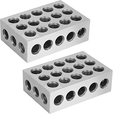 Aflytep 4 Pcs 25 x 50 x 75 mm Steel Hardening Blocks 23 Holes Parallel Clamping Tools Precision Lathe Tools 0.01mm for Machine Tool
