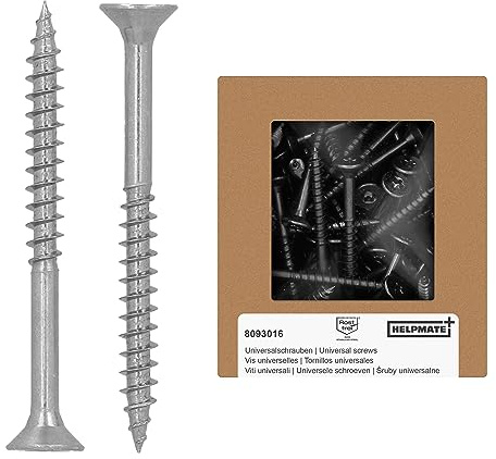 HELPMATE - Tornillos universales de cabeza avellanada 4,5x50 acero inoxidable A2-150 tornillos para madera con cabeza T y rosca parcial