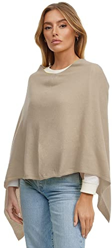 Glamexx24 Poncho de Punto para Mujer, Color Liso, de Punto Fino, XXL, Jersey Elegante, Estilo y Comodidad para Primavera y otoño, Fabricado en Italia, Rojo, L-XL