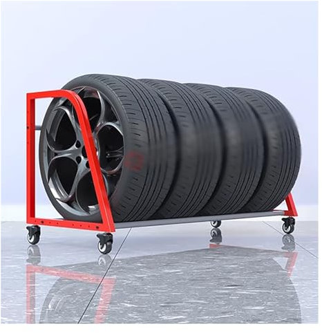 ZAJCI Réglable, Pneu De La Roue De Stockage en Rack avec des Roues À Haute Capacité De Pneu Stand Titulaire Lourds Tire Rack Organisateur, Intérieur/Extérieur Universel De Roulement des Pneus De C