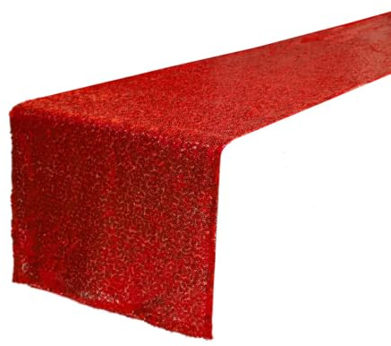 JYFLZQ Red Sequin Table Runner 12x72 Pack of 1 Glitter Table Linens Runner Sparkly Sequence Runners for Table Wedding Birthday Party Decorations