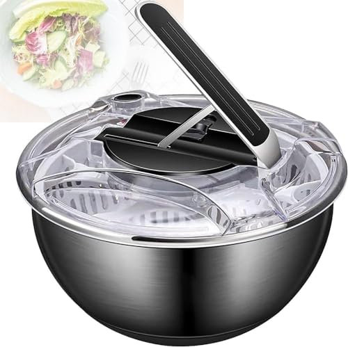 Centrifuga manuale for frutta e verdura, centrifuga for disidratazione, centrifuga for insalata in acciaio con cestello for colino, centrifuga for lattuga da 3,5 litri, lavasciuga for frutta e verdura