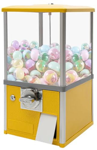 Vending machine small vending machine Coin Operated Candy Dispenser Vending Machine Prize Machine Gumball machine (Yellow)