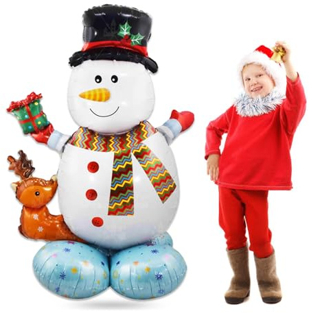 VIKY® Weihnachtsdeko Weihnachten Luftballons, XXL 3D Elch Schneemann Folienballon Stehend, Weihnachten Deko Ballon, Merry Christmas Decorations, Weihnachtsballons Stehender für Weihnachtens Party Deko