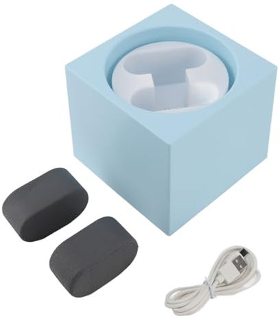 Tyenaza Uhrenbeweger, doppelter automatischer Uhrenbeweger, USB-Batteriebetrieb, 2 Geschwindigkeiten, einstellbar, leiser Betrieb, intelligenter Uhrenbeweger mit LED-Licht (Hellblau)