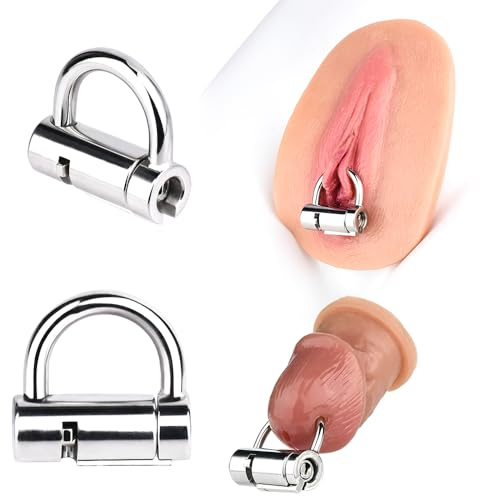 Jomyu PA Edelstahl Keuschheits Peniskäfig Durch Loch Piercing Keuschheitskäfig Herren Steampunk Retro Chastity Cage Mit Penisring Verstellbar Extrem Penis Bondage Cock Cage Sexspielzeug für Männer (L)