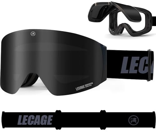 Skibrille Herren - Snowboard Brille Damen, Innovatives Flip-Up-Design Verspiegelt Ski Brille, Rahmenlose Breitere Sicht Schneebrille - Magnetische & Anti-Fog Snowboardbrille - UV400 Helm Schneebrille