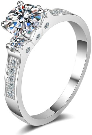 Stfery Damenring 750 Diamanten Züchten Weißgold 0.8ct Weiß Rundschliff Labor Angebauter Diamant 18K Trauringe Damen