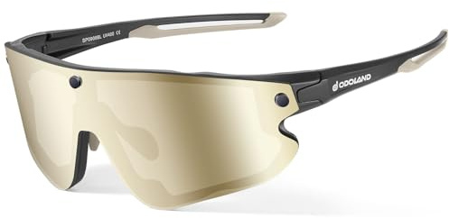 Odoland Fahrradbrille Magnetische mit 3 Magnetische Wechselgläser ink. grauer polarisierter Gläser Klar Sport Sonnenbrille UV400 Schnelle brille für Herren Damen Sportbrille Fahrrad, Angeln, Laufen