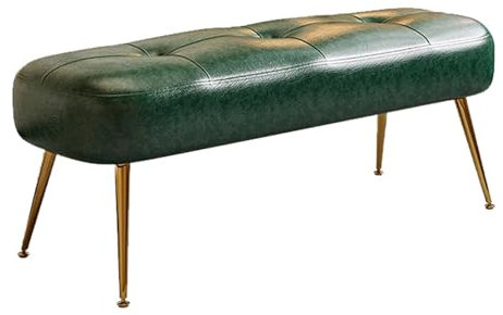 Generisch Bettbank mit Leder Sitzkissen Eingangsbereich Bank Gepolstert Bank mit Fußhocker Modern Flurbank Schuhbank für Wohnzimmer, Schlafzimmer