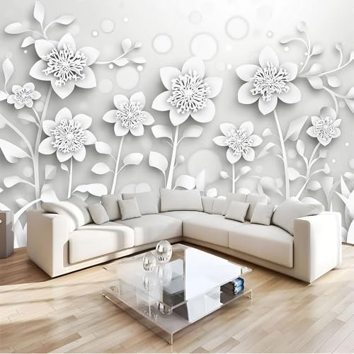 JEDTAKCT 300X210Cm Seidetapete 3D Papierschnitttapete Elegance Tapete Im Traumhafte Blumen Design Tapete Wandtapete Wohnzimmer Schlafzimmer Flur Strukturtapete
