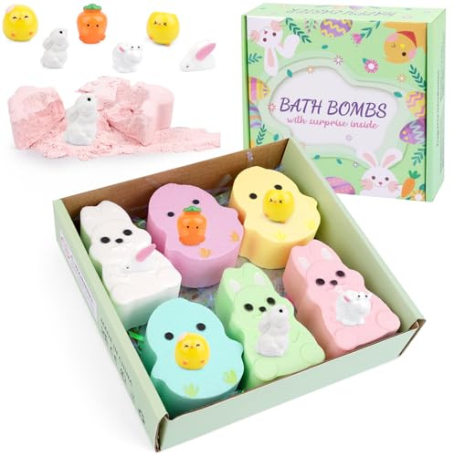 Yamepuia Badebomben Geschenkset,6 Stück 6 Düfte Badekugeln mit Hase Huhn Muster,Perfektes Ostern Badebomben Geschenke für Frauen,Freundin, Kinder,Mama