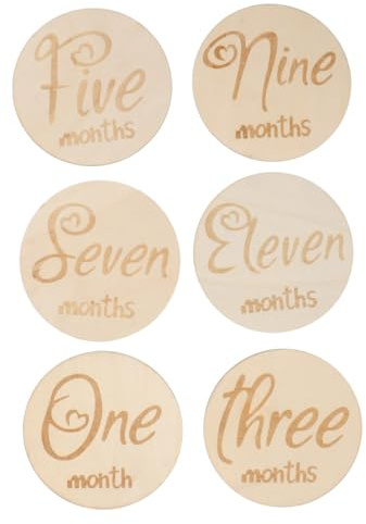 Toyvian 6stücke Teiliges Aus Holz-monatskarten Für Neugeborene Einseitige Meilenstein-karten Zur Fotodokumentation Des Wachstums Für Babyfotografie Und Liebevolle Erinnerungen