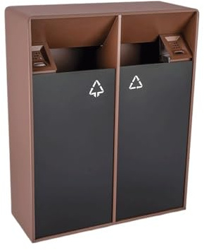 ruyi-1986 Poubelle d'extérieur Poubelle d'extérieur 38L/80L, Poubelle carrée en métal Bicolore à Double Baril, poubelles commerciales domestiques Modernes (avec cendrier) Poubelle Recyclage(Moyen)