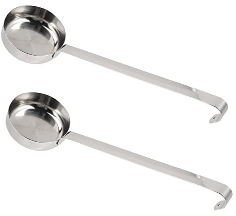 DECHOUS 2pcs Stainless Steel Pizza Sauce Spoon Long Handle Baking Ladle for Spreading Tomato Sauce in Kitchen