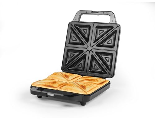 Salter Tostapane – Tostapane antiaderente a riempimento profondo, cuoci 2 panini tostati insieme, pressa per grill a 4 fette, controllo automatico della temperatura, 900 W
