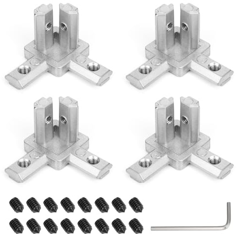Eckverbinder Profilverbinder,OJTOJT 3-Wege Eck Verbinder Halter Eckhalterung 4 Stück Aluprofil Eckverbinder 20203030/4040 Serie für 6/8 mm T-Nut-Aluminium-Strangpressprofil (2020, 6mm)