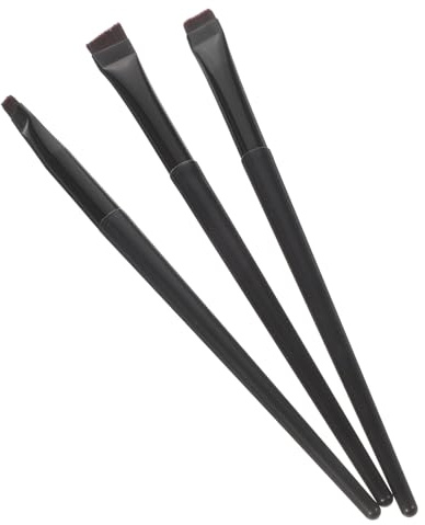 VALICLUD 3 Stück Make Up Pinselset Augen Eyeliner Kosmetikpinsel Abgeschrägt Flach Kunststoffgriff Bruchfest für Frauen Mädchen Augenbrauen Wimpern