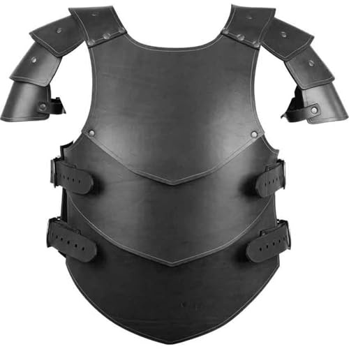 Mittelalterliche Brustpanzerung, PU-Leder-Wikinger-Rüstung, verstellbar, für Herren, Renaissance, Cosplay, Ritter, Brustpanzer für Halloween, Mottoparty, Schwarz
