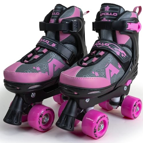 Apollo Champion Patins à roulettes réglables pour enfants, confortables, à LED, pour filles et garçons, tailles 31-42