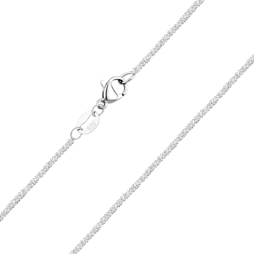 Kraven Feine 925 Silber Damen Halskette ohne Anhänger, Silberkette in 40.45.50.55.60 cm verfügbar Silberschmuck (Popcorn, 50CM)