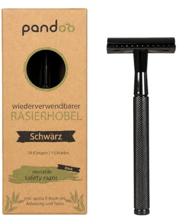 Rasierhobel Metall Schwarz & Roségold – Klassischer Sicherheitsrasierer für Damen & Herren – Nachhaltig, plastikfrei & hautschonend – Gründliche Nassrasur mit Wechselklingen (Schwarz)