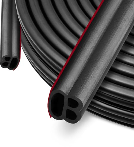 SUNWERK 12M Türdichtung Dichtungsband Selbstklebend, Gummidichtung Türrahmen Wasserdicht, Dichtungsband Fenster Tür Door Seal, Dichtungsstreifen Dichtungsgummi für Anti Kollision(Schwarz)