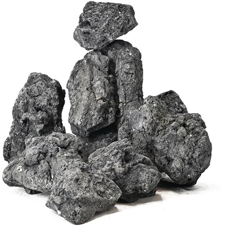Black Lava Rock 9kg Natural Volcanic Stones for Fish Tank,7-8 Pcs 10-23cm | Aquarium Rock for Aquascaping Terrariums Reptile Tanks Succulent Planters Bonsai Garden Landscaping Decor Fire Pit