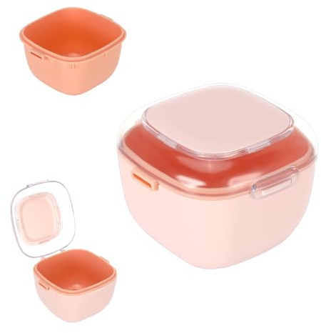 Zikenis Caja Aparato Dental con Filtrar,Caja de baño de dentadura dental,Funda Aparato Dental Ortodoncia,Caja Ferula Dental,para remojar dentaduras(rosa)