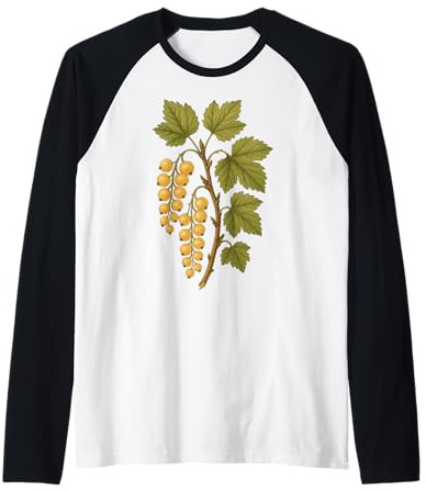 Ilustración de racimo botánico de Grosella Blanca Camiseta Manga Raglan