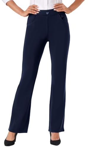 Friptspyg Mujeres con Bolsillos Pantalones de Manguera de Negocios Elegantes de Traje Casual de Tela de Trabajo Pantalones Estirables con Cremallera