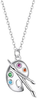 925 Sterling Silver Color Palette Necklace Chain Zircon Crystal Art Brush For Women Fine Statement Jewelry