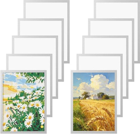 Lote de 10 marcos magnéticos A4 para pared Formato A4 práctico para exhibir fotos ilustraciones, notas o trabajos manuales. El acabado plateado combina bien con estilos modernos en casa oficina o aula