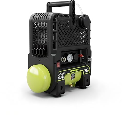 HASIENDA Wall-Mount Air Compressor, 2 Gallon Portable & Quiet, 115 PSI Oil-Free Pump for Garage & Home, Space-Saving Design for Nailing, Woodworking, DIY Projects & Tire Inflation