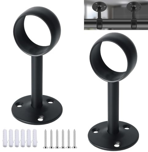 Gardinenstangen Halterungen 22mm(19-32mm), 2 Stück Deckenhalterung mit 6 x Schrauben und 6 x Schraub-Expansionsrohr, Gardinenstangenhalter Geeignet für Hängende Vorhänge, Kleiderschrank, Badezimmer